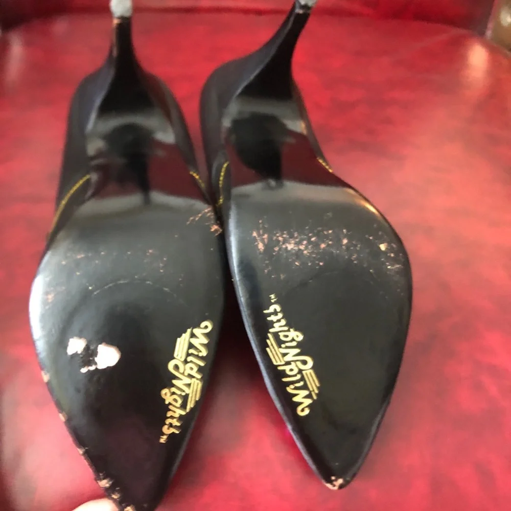 Vintage 80s Black Sequin Embellished Women's High Heels